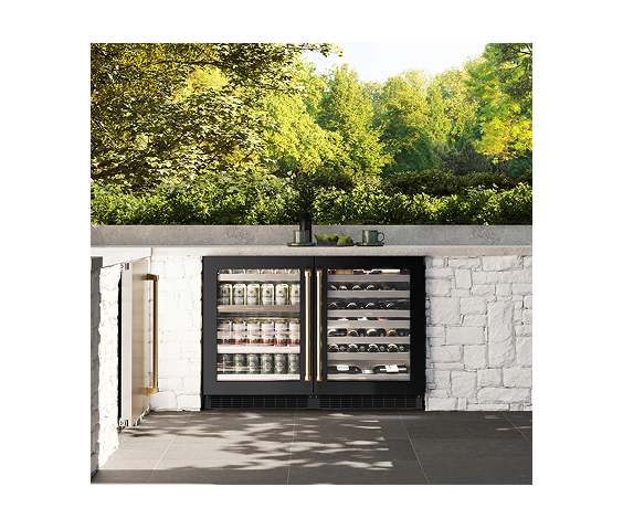 ZLINE Autograph Edition 24 in. Touchstone Dual Zone 44 Bottle Wine Cooler With Black Stainless Steel Glass Door And Polished Gold Handle (RWDOZ-BS-24-G)